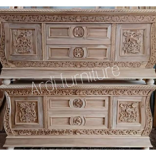 Bufet rak tv kabinet ukir meja TV kayu jati ukiran Jepara free ongkir