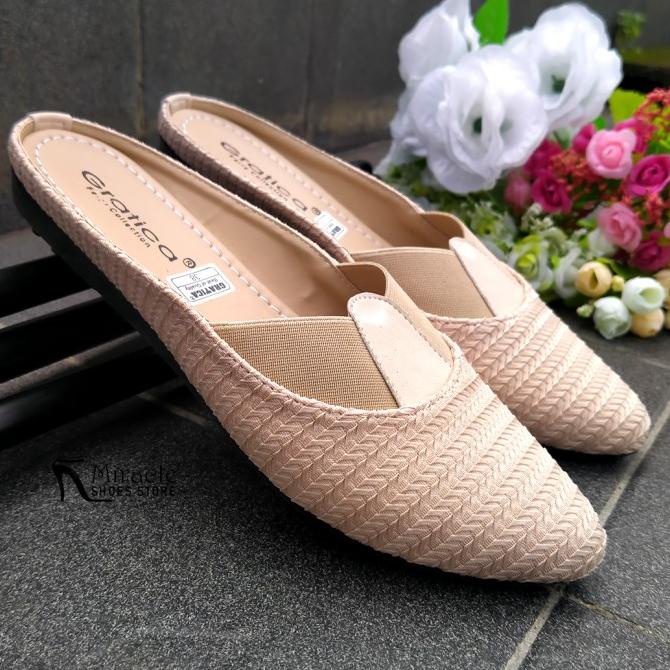 MULES SHOES SEPATU SANDAL WANITA BAHAN RAJUT TERBARU GRATICA AW-88