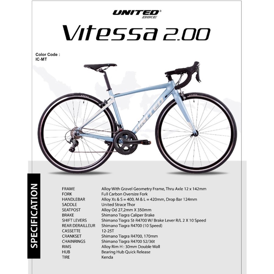 Sepeda Balap ROADBIKE UNITED Vitessa 2.00 700c 2x10 Speed