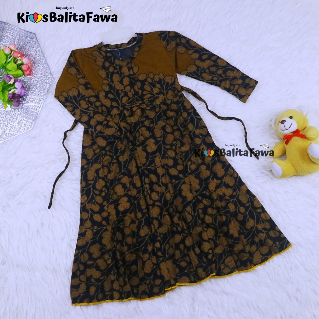 Gamis Pita Uk 4-5 Tahun / Gamis Anak Perempuan Dress Muslim Murah Lengan Panjang Pita Ademn Motif