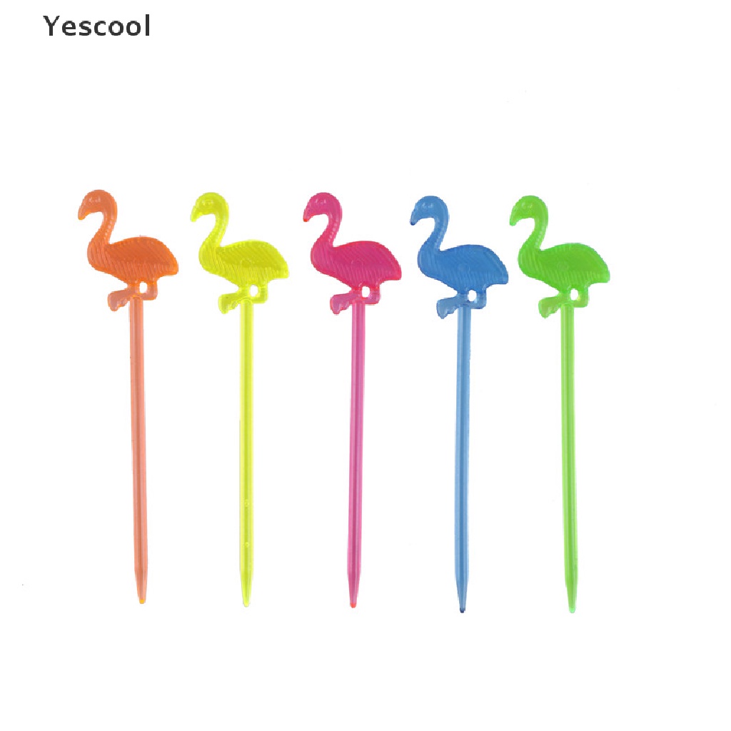 Yes 50 Pcs Tusuk Buahkuecupcake Model Burung Flamingo Untuk Dekorasi Pesta