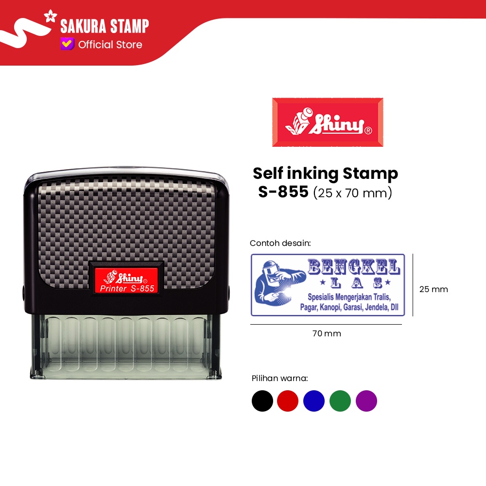 

SHINY SELF INKING STAMP STEMPEL PRINTER S-855 (25x70mm)