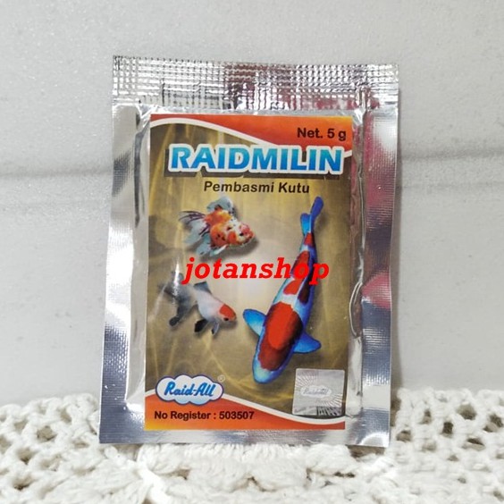 Raidmilin Obat Ikan Pembasmi Anti Kutu jarum Parasit 5 gram 5gr raid all aquarium