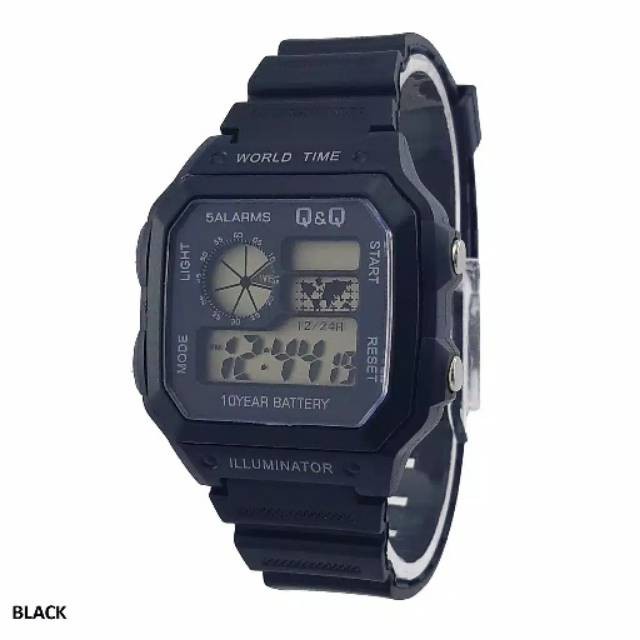 Jam Tangan Pria/Wanita Sporty Q&Q Kotak Digital Strap Rubber