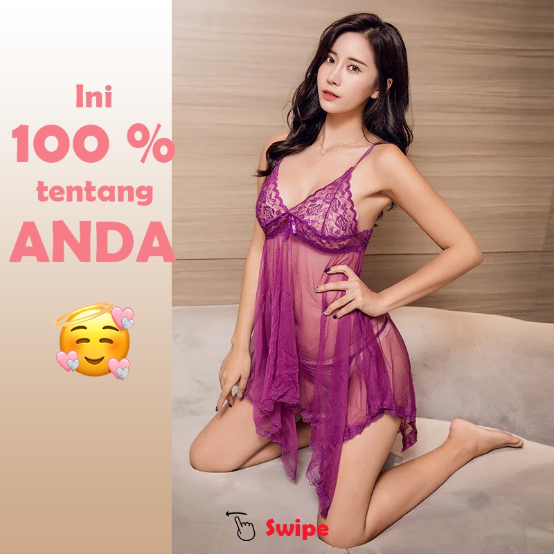 d1976 Daster Baju Haram Cosplay Lingerie Cewek Tali Tipis Sexy Lingery Ukuran Jumbo All Size S M L XL OFL-F125-1