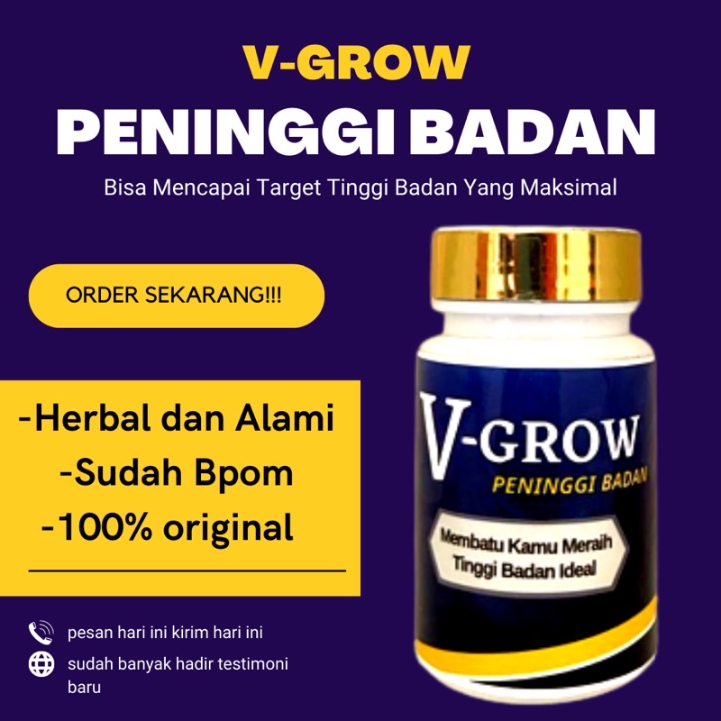 V-Grow Vitamin Penambah Tinggi Badan Bahan Herbal Original 100% Bersertifikat Halal dan BPOM