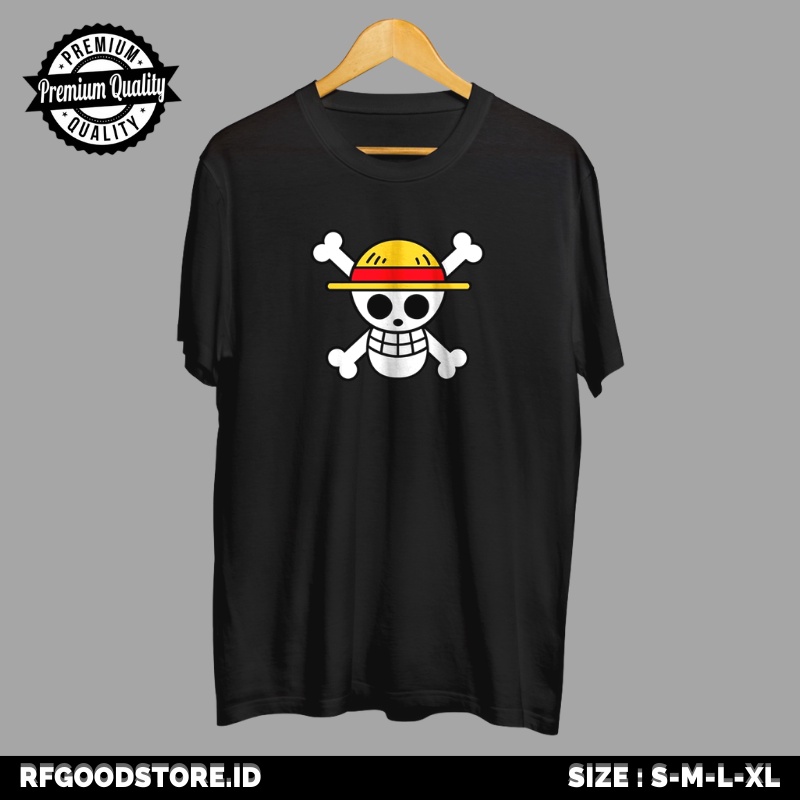 BAJU KAOS ANIME ONE PIECE LUFFY LOGO TENGKORAK TSHIRT DISTRO PRIA WANITA PREMIUM MURAH A01