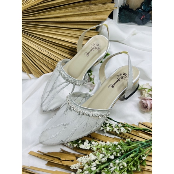 RAFAIZOUTFIt -stella diamont tali hells wanita sepatu brukat 2 warna 3cm tahu wedding shoes