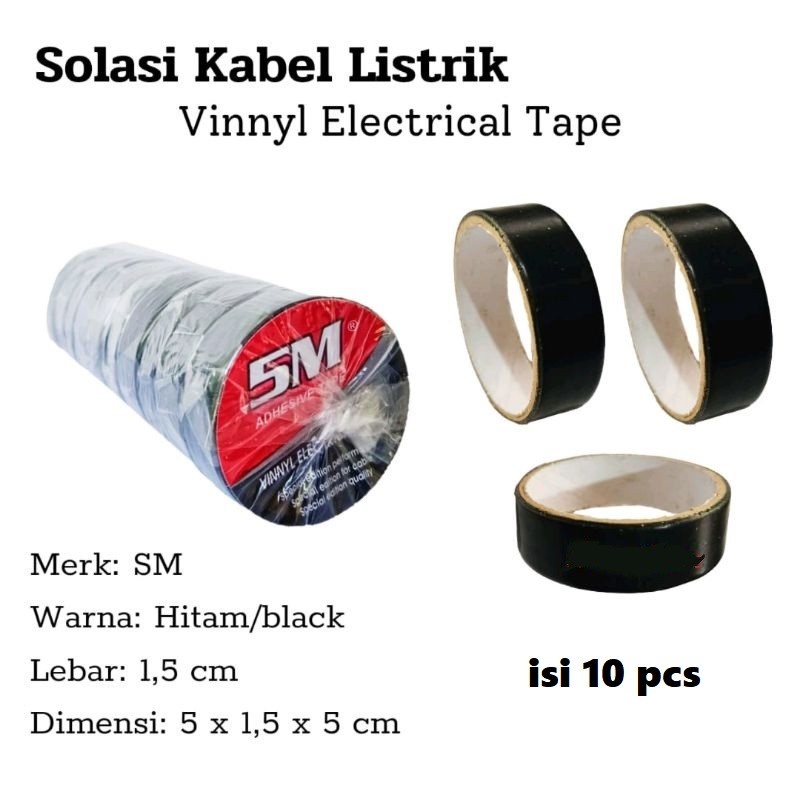 Isolasi Kabel listrik hitam kecil Penglengkapan elektrik Tape isi 10
