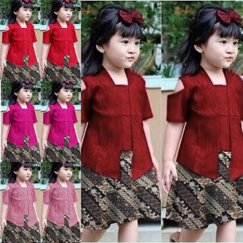 Setelan Kebaya Anak Perempuan Bawahan Rok Batik