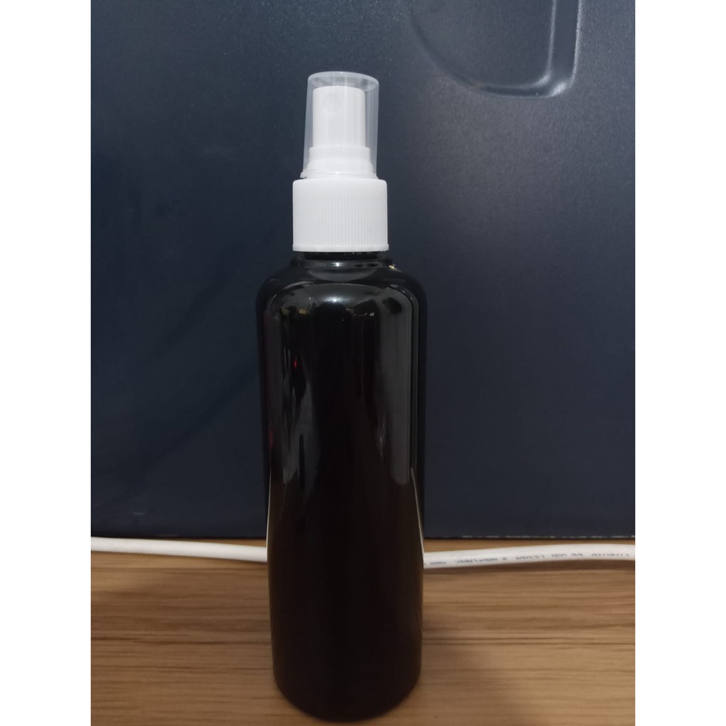 Botol Plastik  PET 250ml BR Hitam Tutup Spray