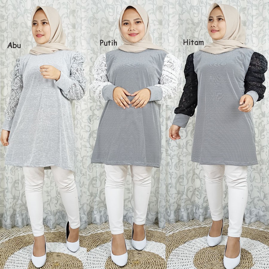 TUNIK BROKAT LENGAN KERUT DEJAYA GL FASHION