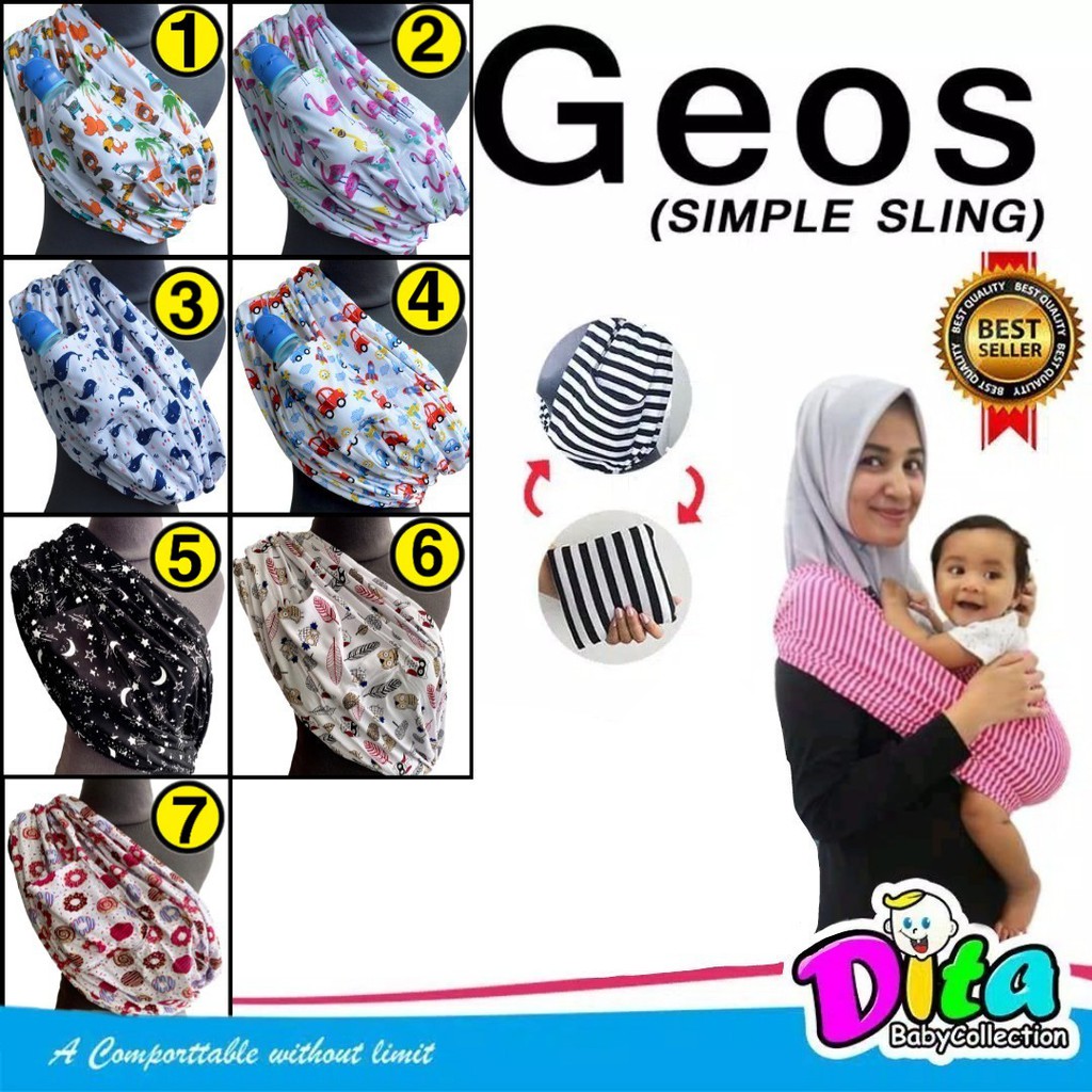 (Tidak Bolak Balik) premium Geos  Gendongan kaos simpel  murah grosir GEOS DITA geos 1 lapis dita