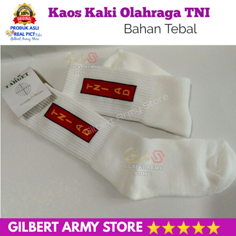 Kaos Kaki Putih Olahraga Tni Tebal Nyaman Kualitas Premium GILBERT ARMY STORE Perlengkapan Militer