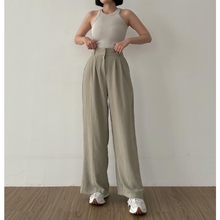 Loose Cullote Pants Trousers Wanita - Celana Kulot Crinkle Highwaist Wanita - Celana Anti Kusut - Celana Kulot Panjang