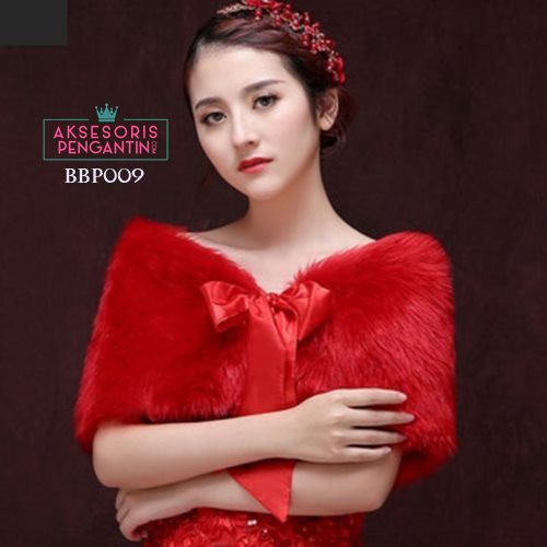 [PALING MURAH] BOLERO KARDIGAN BOLERO PENGANTIN BULU BLUDRU PREMIUM MERAH BBP009