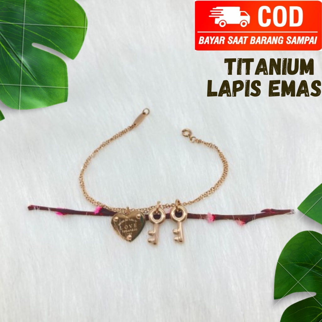 Gelang Wanita Kunci Hati - Korean Style//Gelang Tangan Titanium
