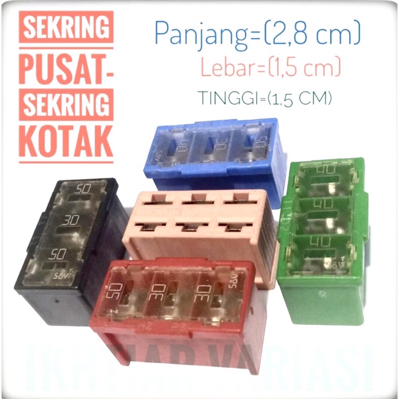 Sekring Pusat Sekring kotak Sekring mobil 30A, 40A, 50A (Satuan)