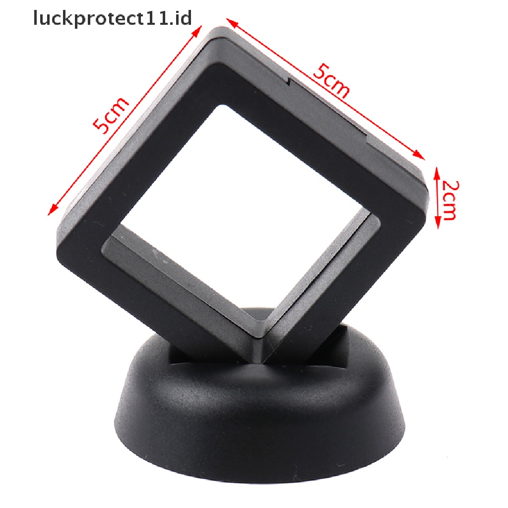 // Hg &amp; ID// Persegi 3D Melayang Perhiasan Koin Display Frame Holder Kotak Case w/Stand