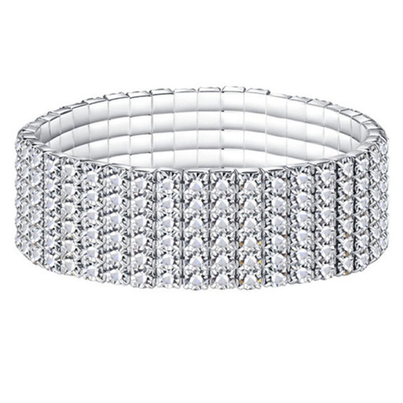 Gelang Kaki Berlian Imitasi Multi Baris Warna Silver Untuk Wanita