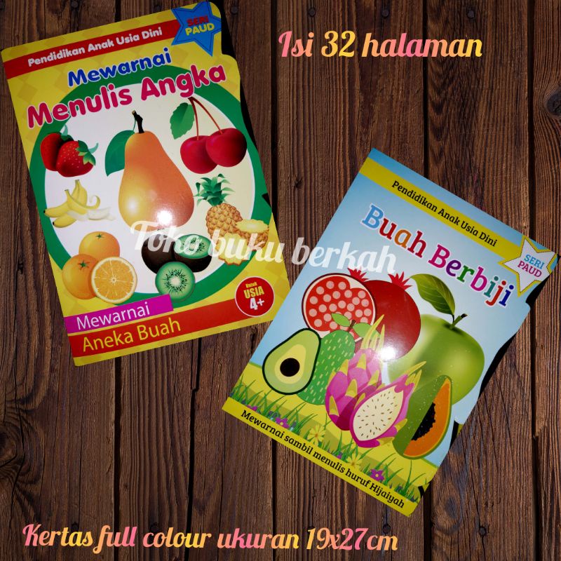 buku seri paud mewarnai buah 32 halaman full colour 32 halaman 19x27cm