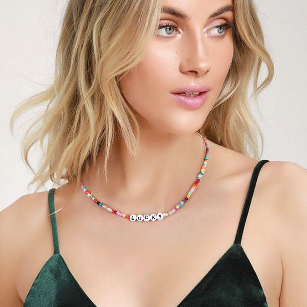 R-flower Rice Bead Necklace Fashion Bohemia Kalung Warna-Warni Pantai