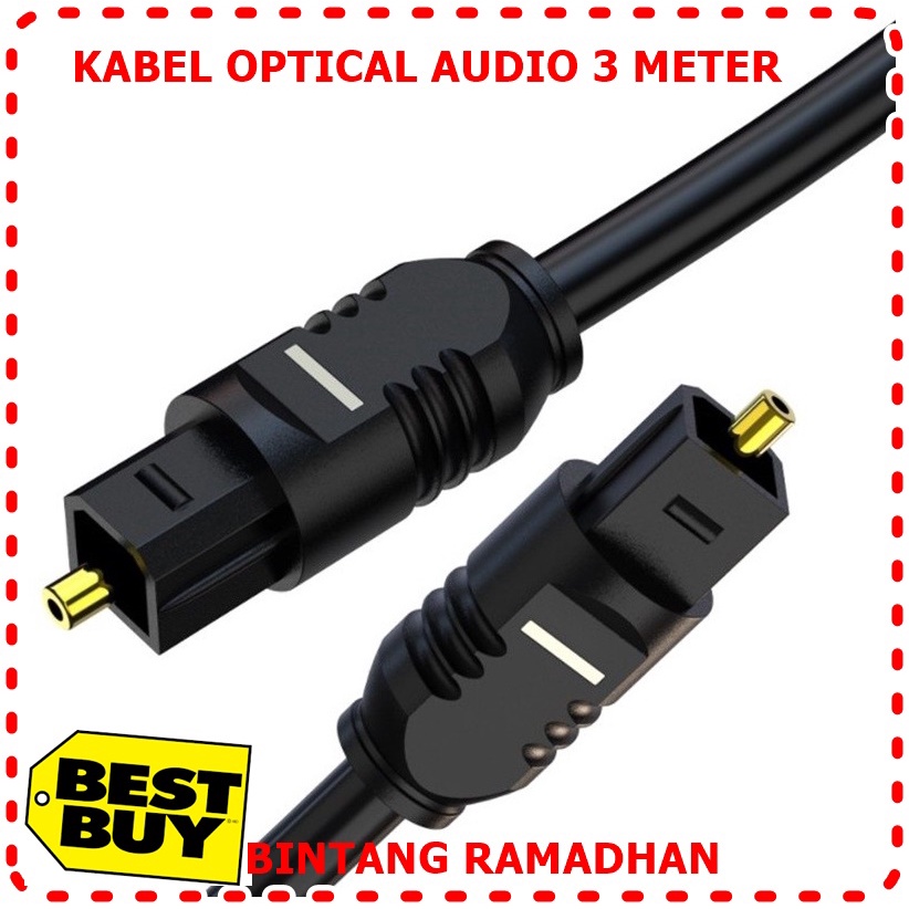 KABEL OPTICAL AUDIO 3 METER - KABEL OPTIK AUDIO 3M TOSLINK AUDIO OUT TV TO HOME THEATER