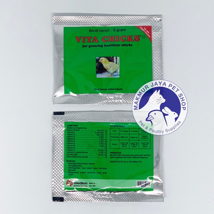 Ayam-Vitamin-Obat- Vita Chicks Vitamin Anak Ayam 5 Gram | Vitacik Vitachick Vitachicks -Obat-