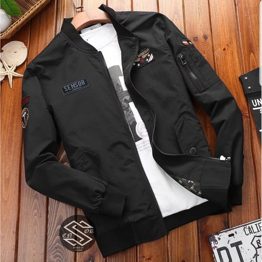 Jaket Bomber Pria - Jaket bomber Original Sensor Hitam