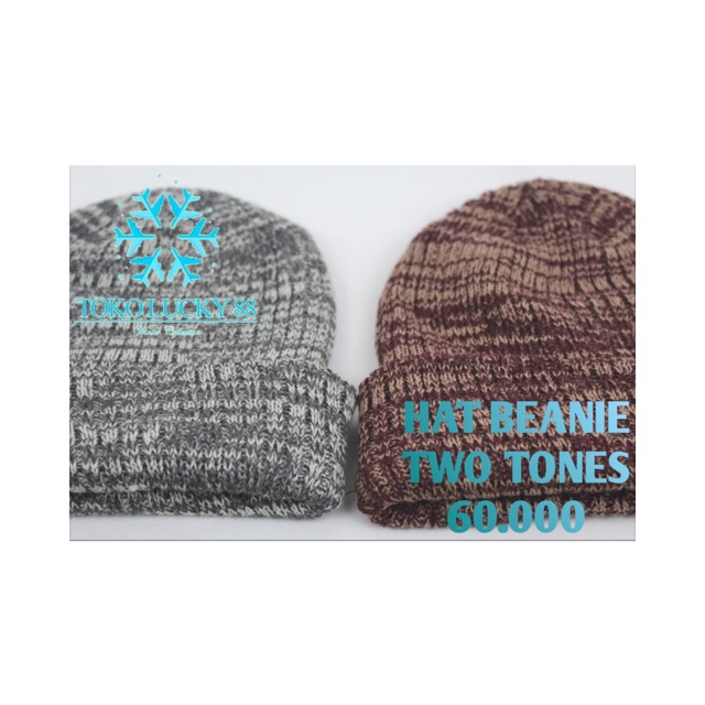 IMPORT Hat Beanie Two Tones Topi Kupluk Korean Style Winter Musim Dingin Hat Beanie Two Tones