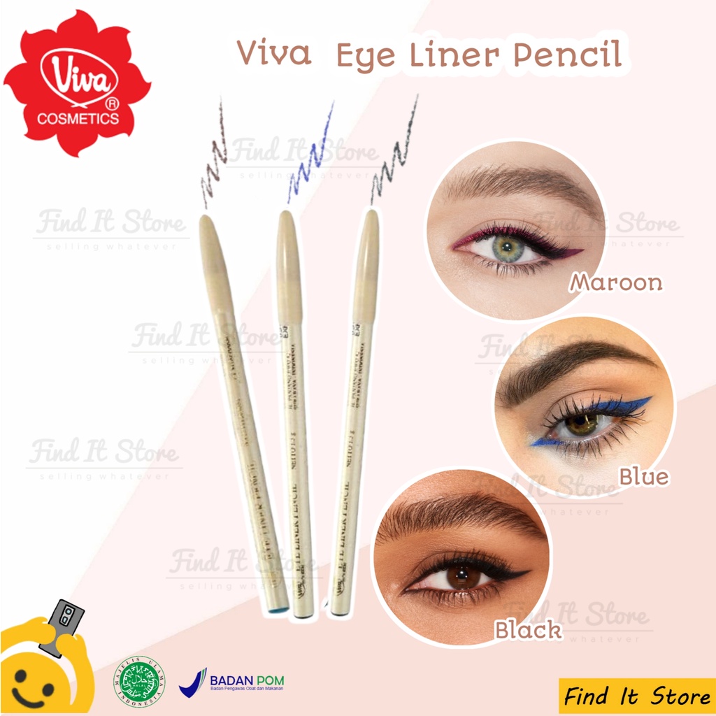 Viva Queen Eyeliner Pencil | Pensil Mata | BPOM | Maroon | Blue | Black