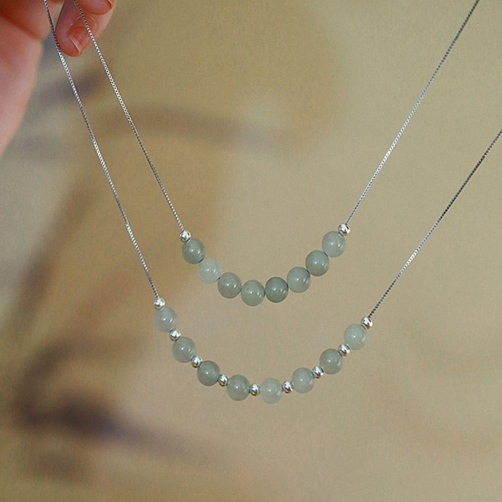 Mxbeauty Kalung Perempuan Hadiah Vintage Elegan Giok Manis Temperamen Rantai Klavikula