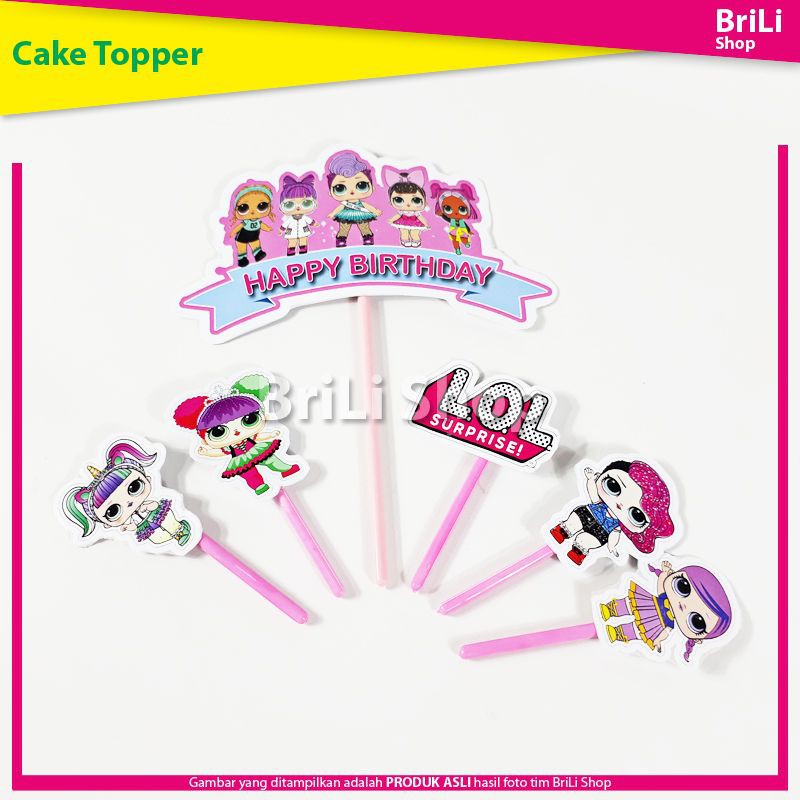 Cake Topper HAPPY BIRTHDAY LOL Surprise Hiasan Kue Ultah Ulang Tahun Topper Cake