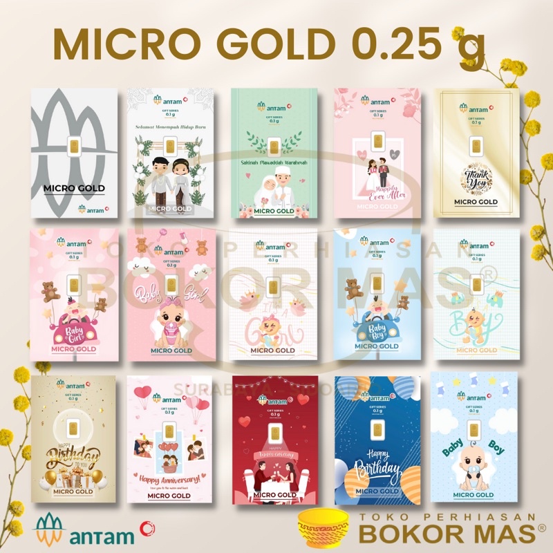 LOGAM MULIA MINI / MICRO GOLD EMAS 24K HARTADINATA X ANTAM 0.25 GRAM