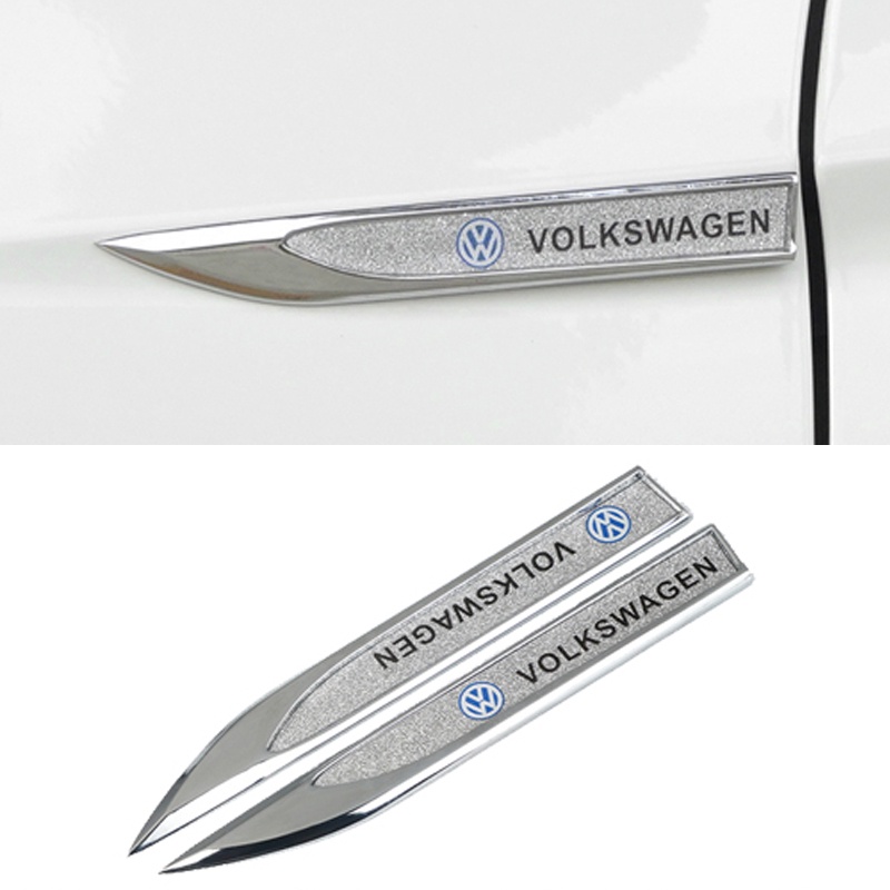 2pcs Stiker Logo Volkswagen Bahan Metal Aksen Berlian Imitasi Untuk Dekorasi GTI Polo Fox GOL Up Golf Beetle Santana Tiguan