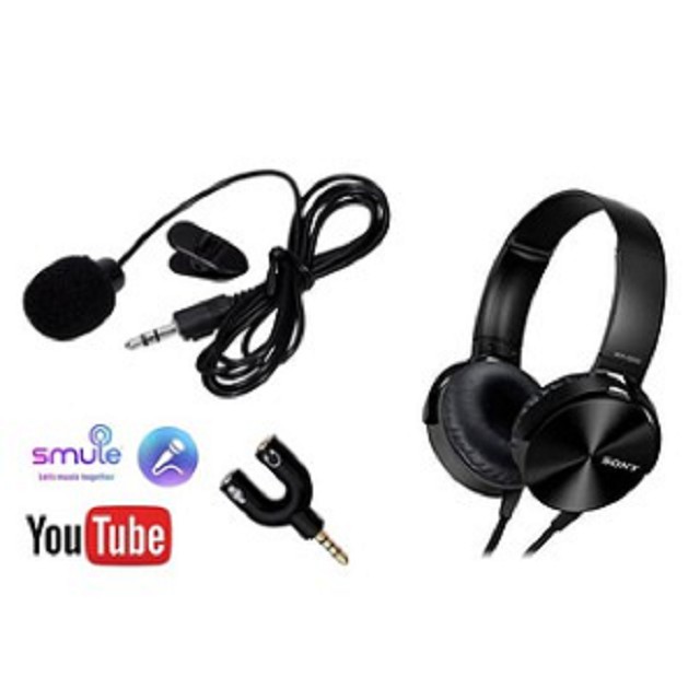 Paket Youtuber Vloger Lengkap 8 Mic Clip On Headphone Sony / JBL  Aux Splitte