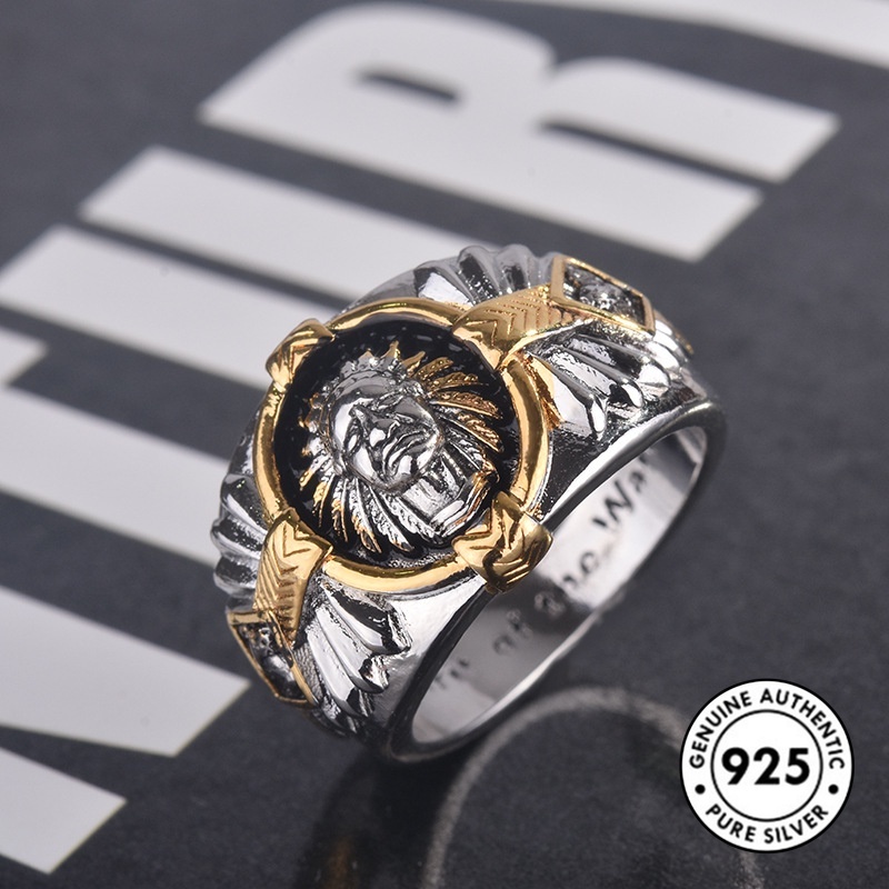 Cincin Desain Potret Totem Bahan S925 Silver