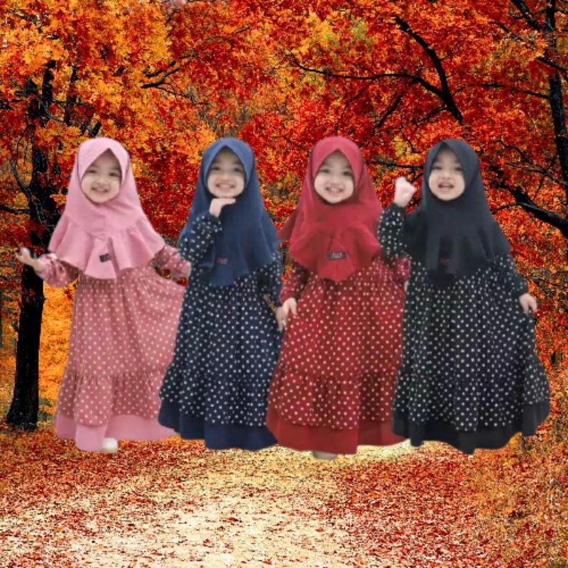 PROMO BESAR_BESARAN BELI SATU DAPAT SATU GAMIS anak syar'i motif polkadot