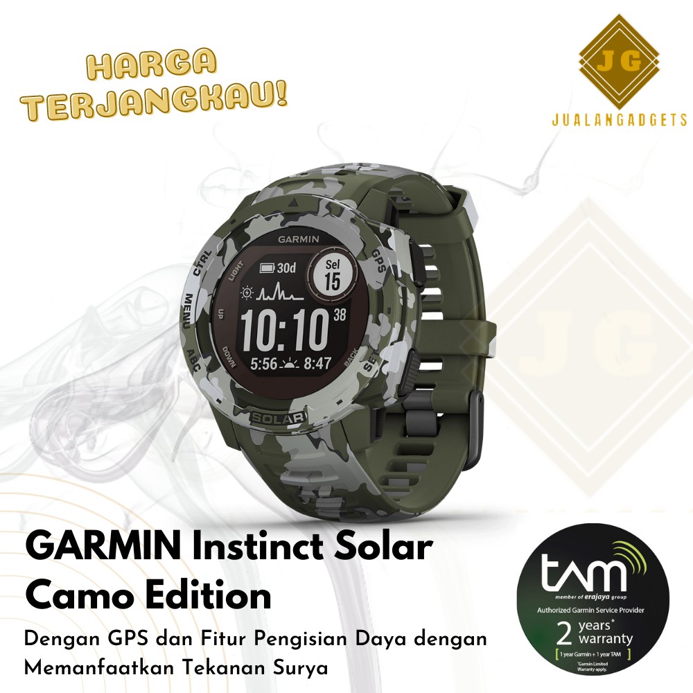 Garmin Instinct Solar Camo Edition Running Smartwatch GPS Garansi TAM Resmi