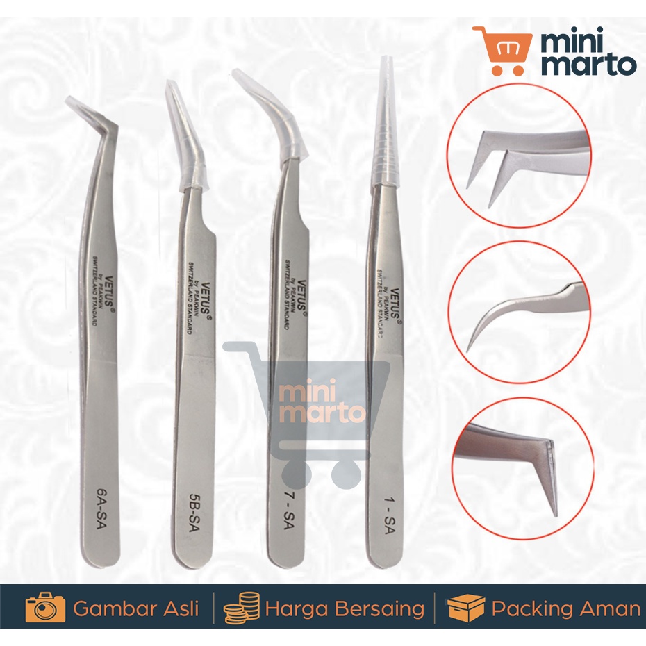 Vetus Original Tweezer Pinset Lurus / Pinset Bengkok / Pinset Russian - Minimarto