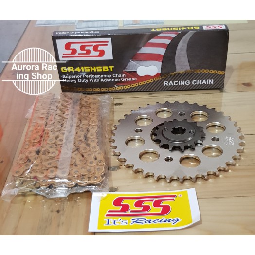 Q.W561 Gear Set SSS 415 Supra X 125 Fi Helm In & Rantai SSS HSBT Gold