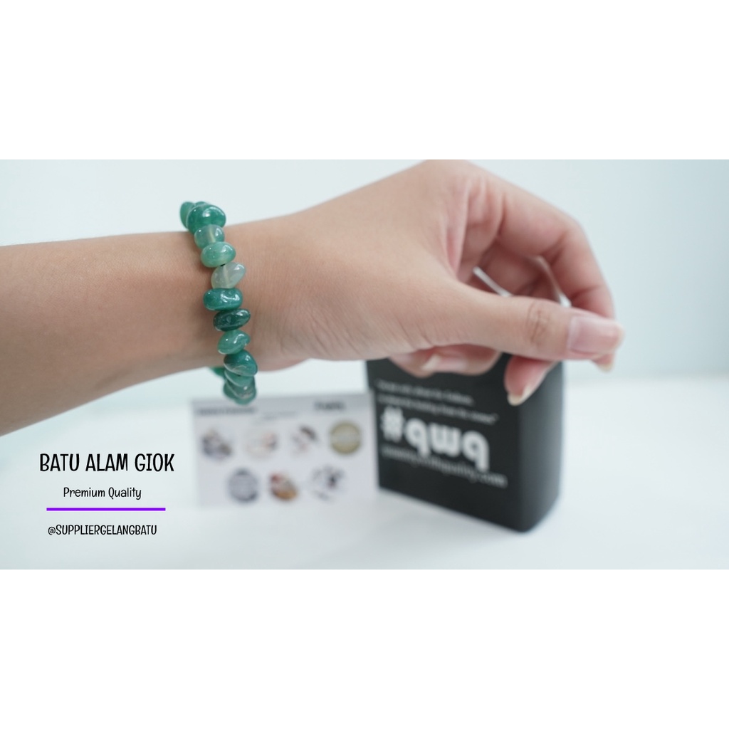 GELANG jadi batu kerikil GIOK HIJAU natural stone healing GREEN JADE