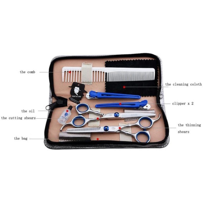 Set Tukang Cukur Salon Profesional Gunting Rambut Stainless Sasak Flat