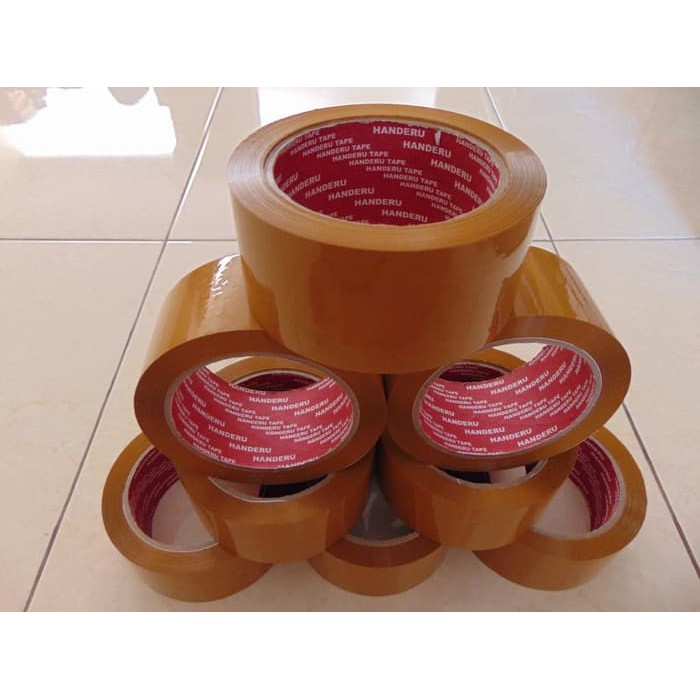 Lakban / OPP / Solasi / Selotip 2&quot; 48 mm 90 Yard Coklat Merk Handeru