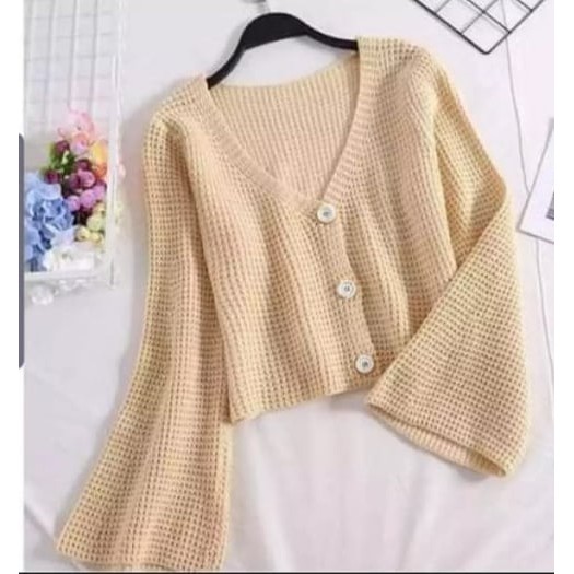 KALILA - INDRI Cardy Secker Cardigan Crop Rajut Wanita Dewasa | Kardigan Krop Rajut Wanita