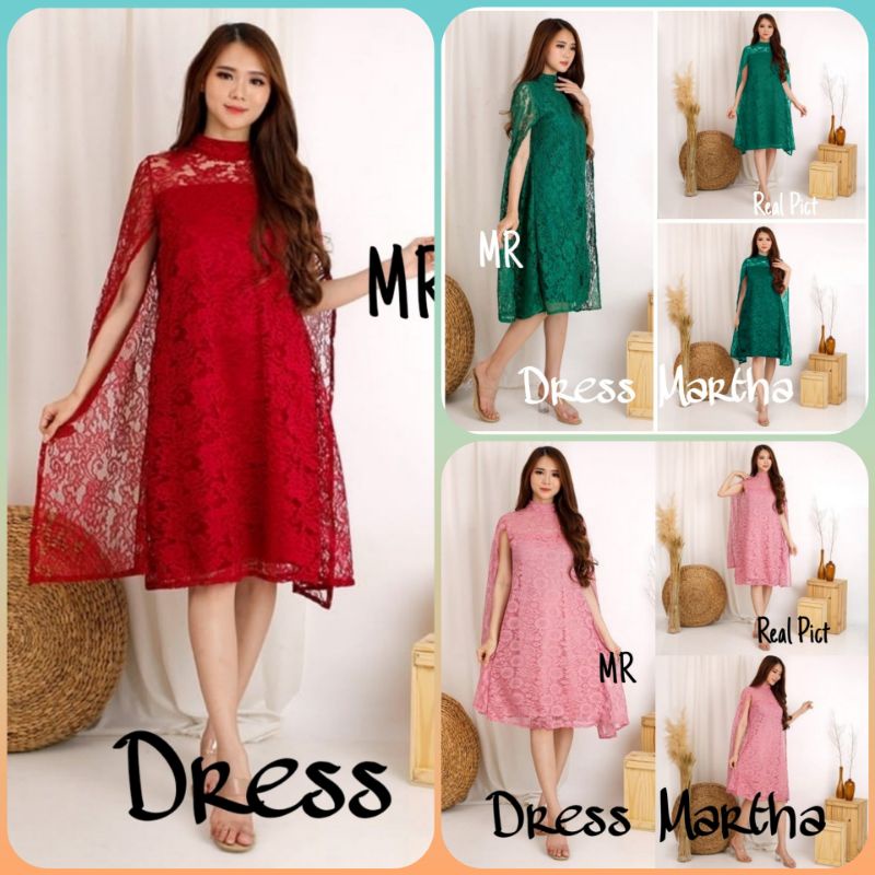 (Real Pic )Dress brukat Party dress pendek pesta kondangan - dress grereja - martha dress LD 100cm