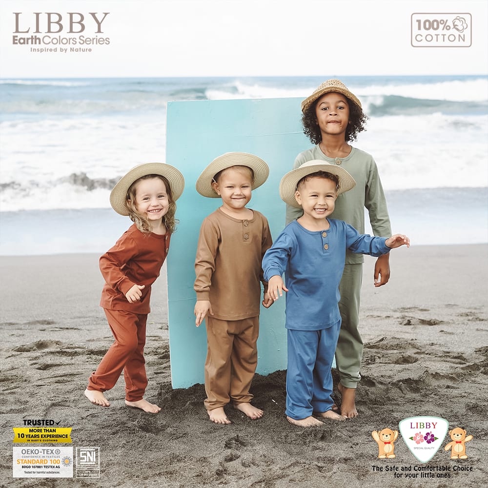 Libby Earth series New Comfy Set Warna Baru Kancing Depan Setelan Panjang Baju Bayi