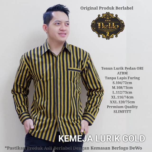 BATIK PRIA LENGAN PANJANG // KEMEJA LURIK GOLD // MAT TENUN LURIK