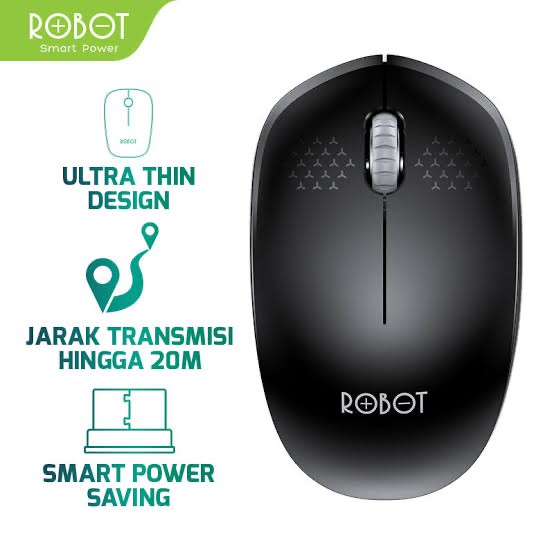 Robot M210 2.4G wireless optical black usb mouse garansi resmi