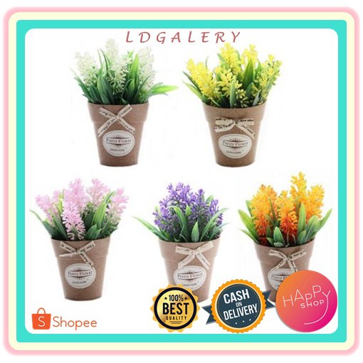 LDG POT12 BUNGA  PLASTIK LAVENDER  MINI  HIASAN MEJA KAMAR 